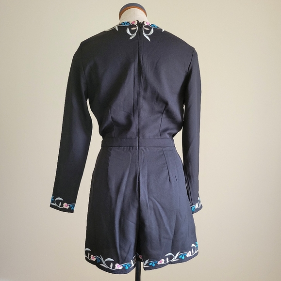 ASOS Tailored Navy Embroidered Floral Romper - Picture 3 of 3